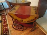 wonderful old painted tea cart with a great looking oriental flair