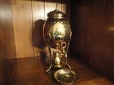 gorgeous old brass samovar/tea kettle with original burner