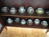 just a few of the many tea cups in great patterns avaiable through out the house
