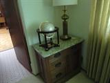 great looking wash stand in the office with a globe