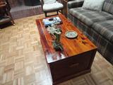 cedar coffee table in the den