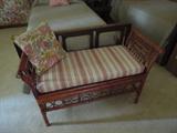 rattan bench in the girls room