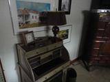 a painted desk in the bedroom