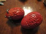 part of Mrs. Rosenbaums- extensive collection of eggs- Cinnabar eggs