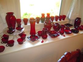 assorted cranberry glass