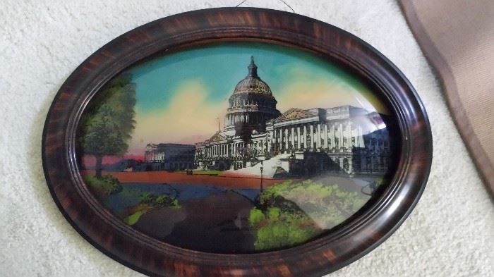 US Capitol reverse painting on glass