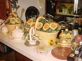 Sunflower Canister Set & other Kitchen Items