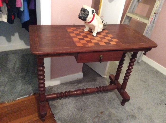 Antique checker board table.