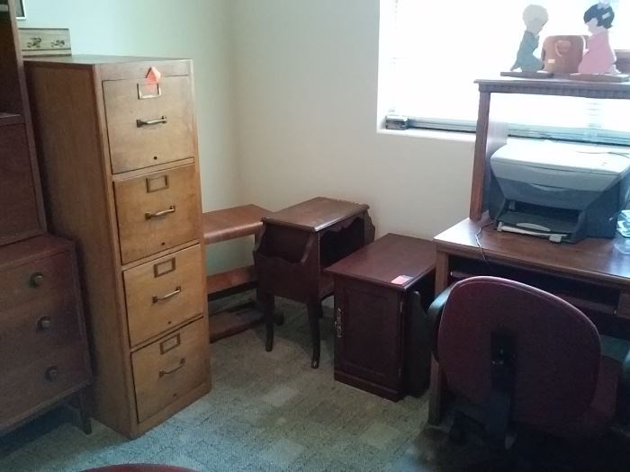 Antique four drawers oak file cabinet 
