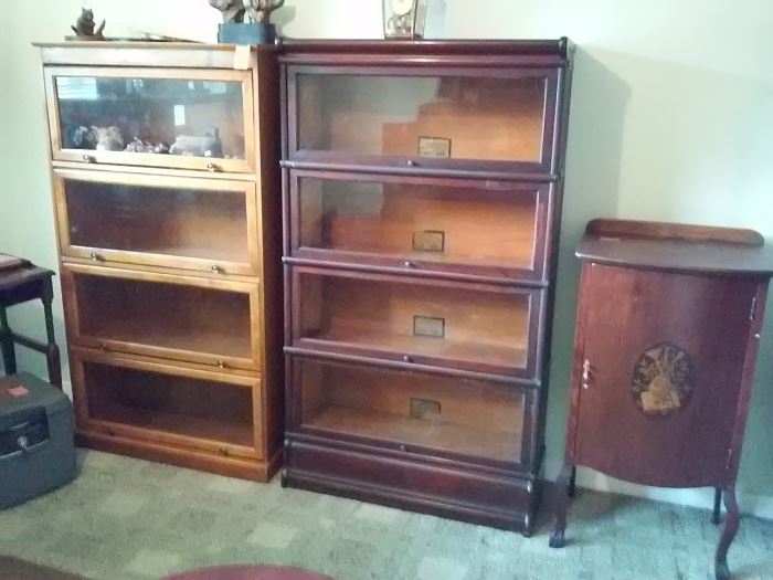 Lawyer's bookcases, one Wernicke, music sheet cabinet
