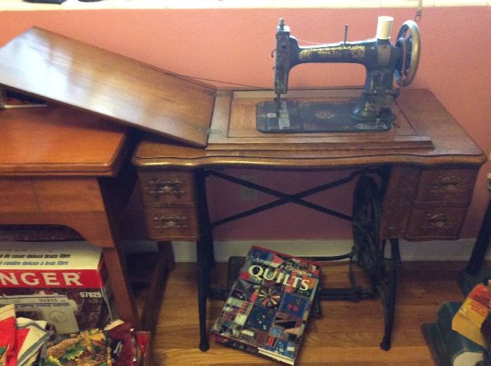 Antique "White" sewing machine in original cabinet