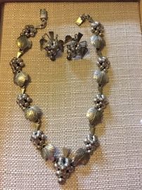 Sterling grape necklace & earrings