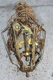 Ornate metal light fixture, antique