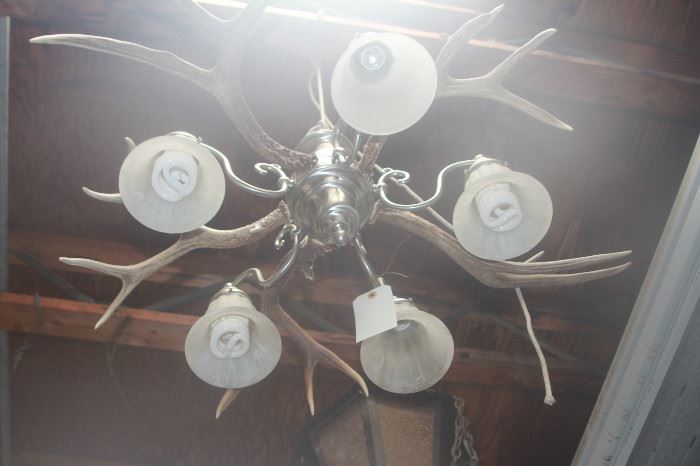 Antique chandelier made from real deer antlers