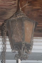 Antique wrought iron hanging lamp / light fixture