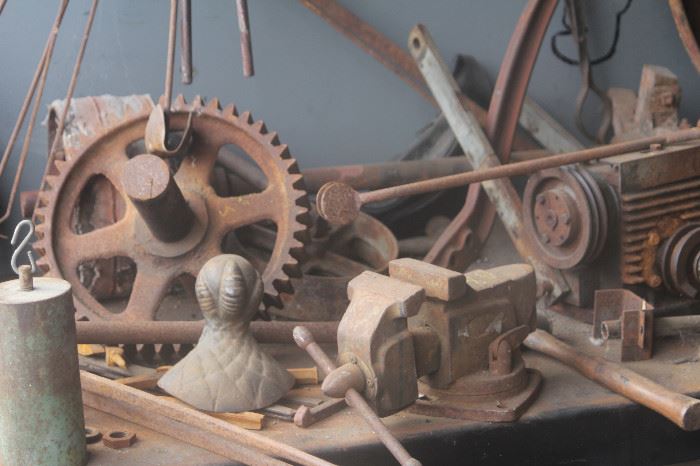 Antique tools and machine parts