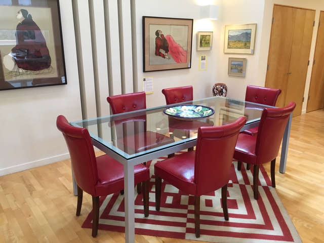 Dining table and leather chairs
