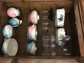 Vintage harlequin porcelin and italian ceramic baskets