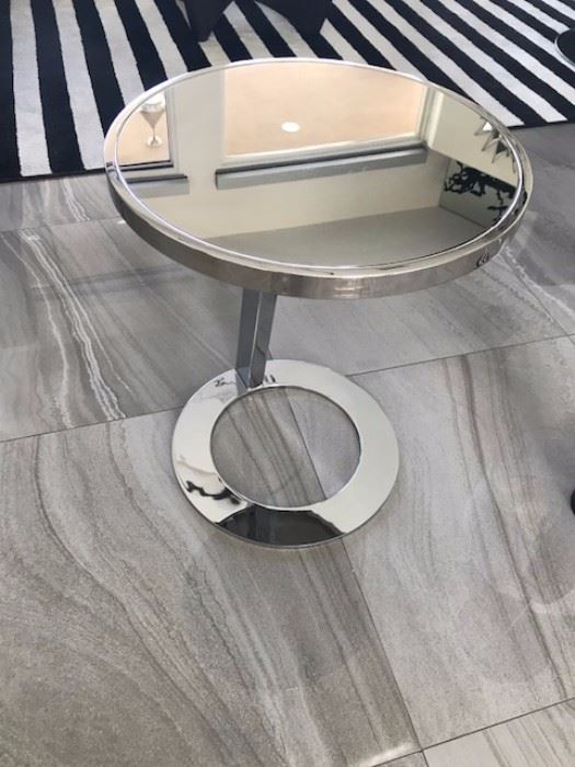 Designer Silver Mirrored Top Table