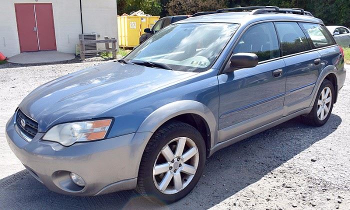 At 8PM, Estate Auto: 2006 Subaru Ouback Wagon with 118,299 Miles; Slate-Blue Exterior, Gray Sport Cloth Interior; Power Windows, Mirrors, Locks; Remote Keyless Entry Fob; Power Driver's Seat; AM/FM Stereo with CD; Heated Front Seats, and more. VIN: 4S4BP61C467348850