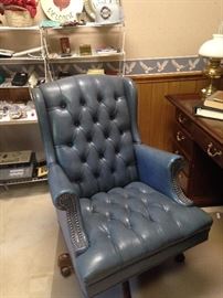 Blue leather office chair