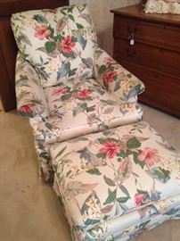 Upholstered chair & matching ottoman