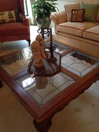 Four panel glass coffee table