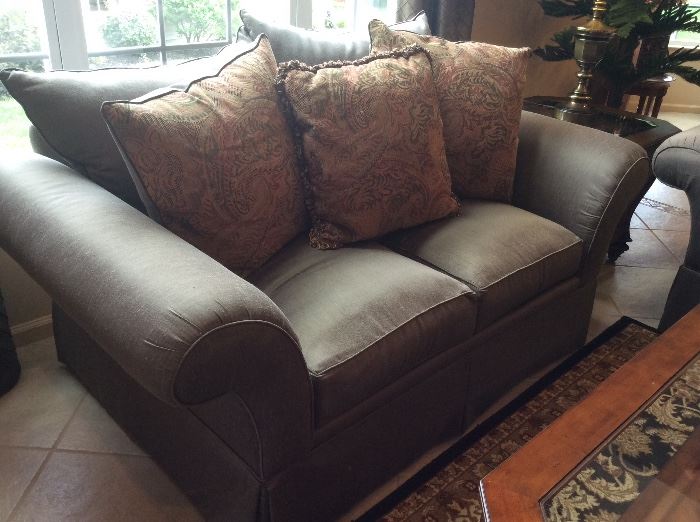 Pair of taupe love seats in pristine condition! $700 pair