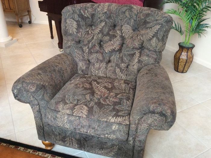 Pair of tufted club chairs with high wearability upholstery!! $550/pair