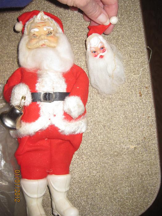 Vintage Santa's with celluloid faces and boots.