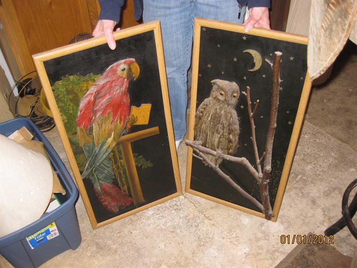 These pictures are very unique...each are made of real feathers!