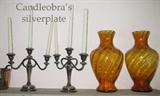50's vases and silverplate candleobras