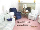 Sofa, lift chair, table, recliner etc.