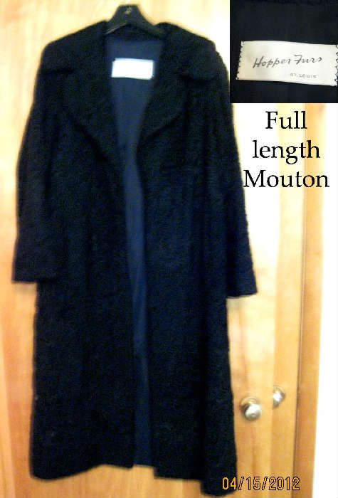 This is a beautiful black full-length Mouton coat.