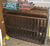 Unique slotted shelf.