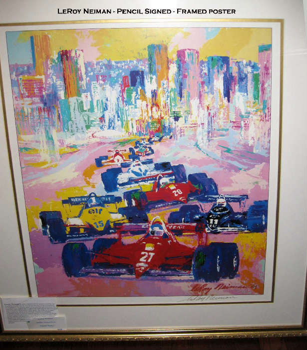 Leroy Neiman                                                  
Medium: Lithograph, Serigraph, Signed Poster.      Leroy Neiman's work is ranked with the greatest contemporary examples of American Art. For the last 30 years he has poured forth his creativity to encompass almost every sporting activity known. His impetuous style enabled him to capture the thrill and the verve of sport and he became a landmark for other artists. His works are in major collections as far afield as the Heritage Museum in Leningrad, Wadham College in Oxford, England and the Art Institute of Chicago. Neiman harnesses the power of color and form to his canvasses. His jarring splashes of biting color, which close up remains as abstract shapes, at a distance resolve into images of energy and action. He comes from the tradition of Fauves but has encompassed the abstract expressionism of Pollack and de Kooning and his place in history is assured.