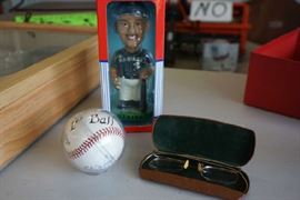 Old glasses, "First ball" MSBL, collectible bobble head
