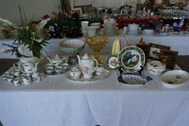 Briar Rose coffee set, rooster plate Dept. 56, Royal Worchester serving pieces, Japanese tea set