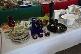 Dinnerware, vases, blue Christmas glasses