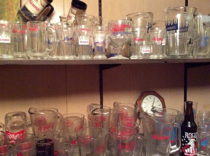 Amazing Collection of Beer Pitchers, glasses, mugs - vintage