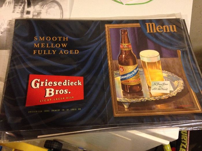 Griesedieck Bros and Blatz Beer Menu Covers