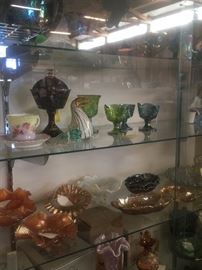 Vintage glass ware, carnival glass
