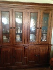 Gorgeous solid wood china closet, in 2 pieces to facilitate moving.