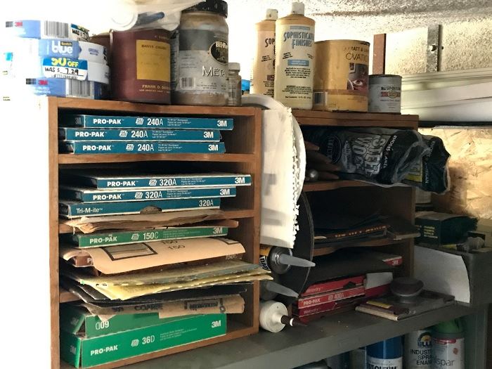 Boxes of Sand Paper & Painting Supplies