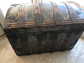 Vintage Steamer Trunk, antique table not shown.