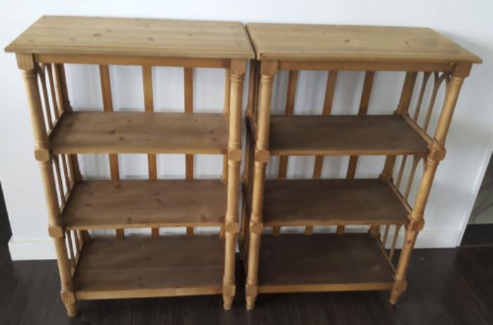NLP013 Pair of Three-Tiered Distressed Wood Shelf Units
