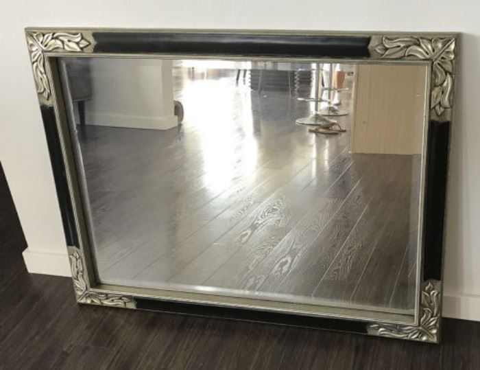NLP023 Wood Framed Hall Mirror with Metal Accents
