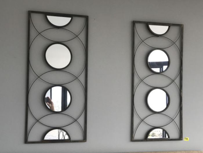 NLP038 Pair of Modern Contemporary Metal Mirror Wall Hangings
