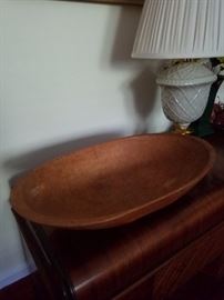 Large Antique Dough Bowl (angled view)