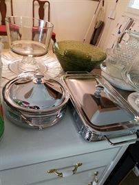 glass bakeware in stainless servers, truffle bowl, salad bowl and salad bowls